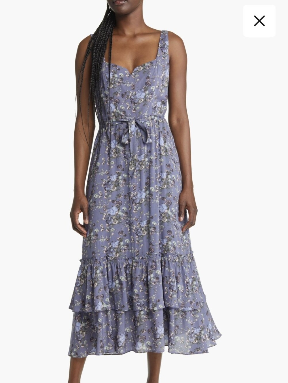 PAIGE Michelada Floral Print Tiered Midi Dress Sz Small Romance Cottagecore - Picture 2 of 14